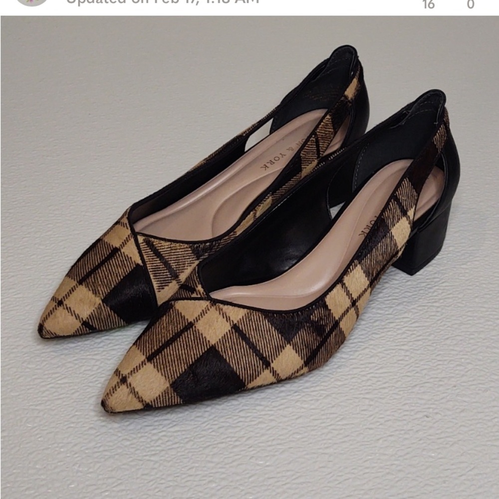 50%offw❤️ Preston & York Tabitha Plaid Pumps 7.5 New calf hair S6 NWT